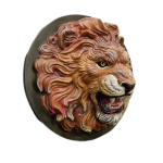 Lion Face Wall Sculpture (50.8 cm × 50.8 cm × 22.9 cm/20" × 20" × 9", 3000 g) | Modern Fiberglass Art with Marble Powder | Majestic Home Decor by Jaipurio